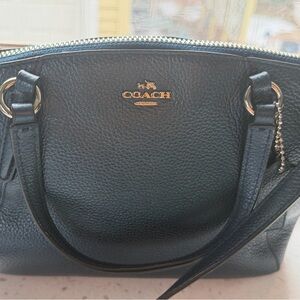 Coach Mini Kelsey Satchel Crossbody In Metallic Blue Pebbled Leather